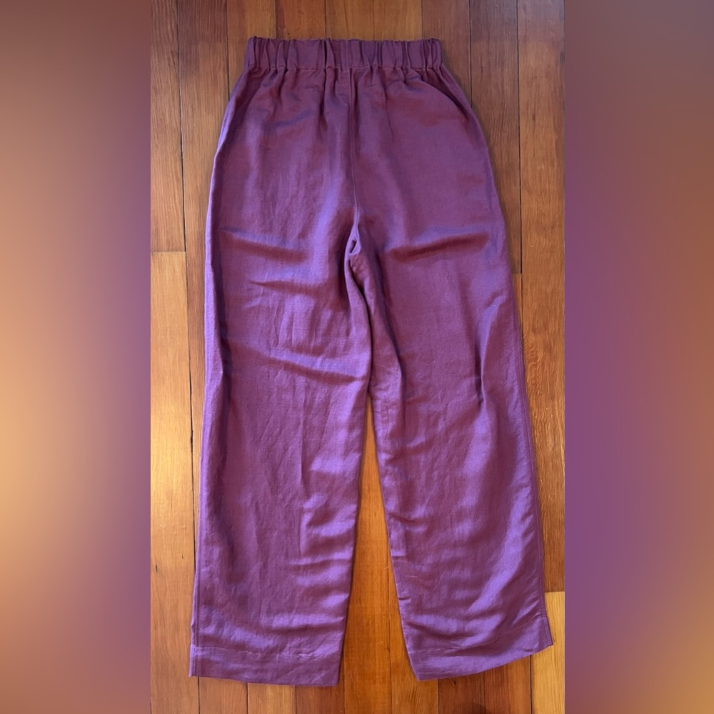 NWOT Madewell High Waist Linen Wide Leg Pant - Mulberry - XS - Picture 3 of 3